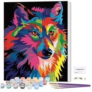 LIUDAO Wolf Oil Painting on Canvas Paint by Number Painting on Canvas 16x20
